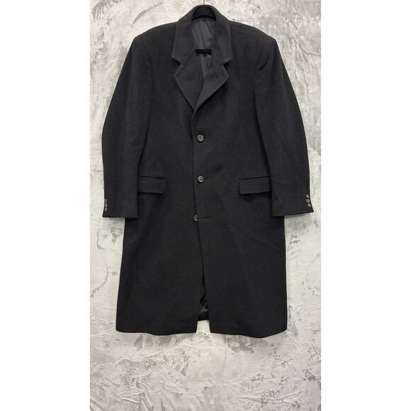 Men's Silver Cloud Cashmere Wool Italian Dark Gray Full Length Overcoat 42R - Picture 1 of 8